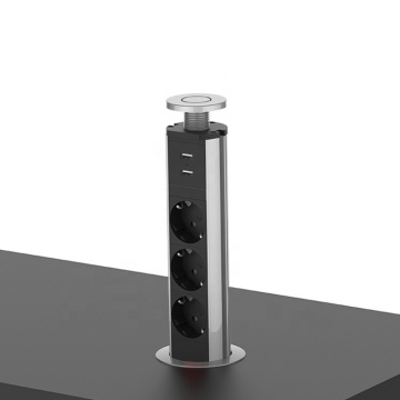 EU Plug to USB Hidden Desktop Power Socket for Kitchen
