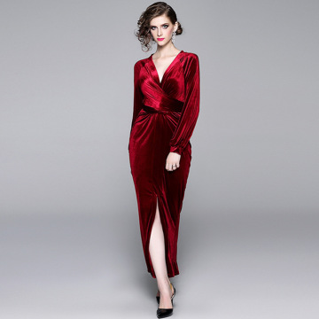 Custom Autumn Winter Dress Long Sleeve Velvet