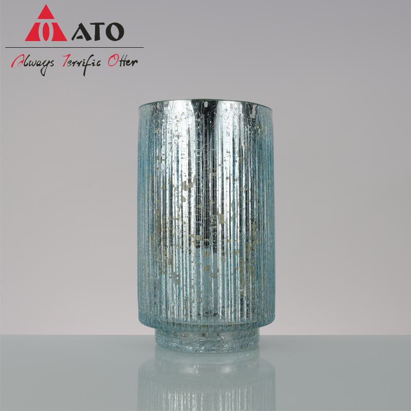 Nordic color glass Blue pattern candle holder