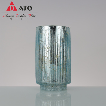 Nordic color glass Blue pattern candle holder