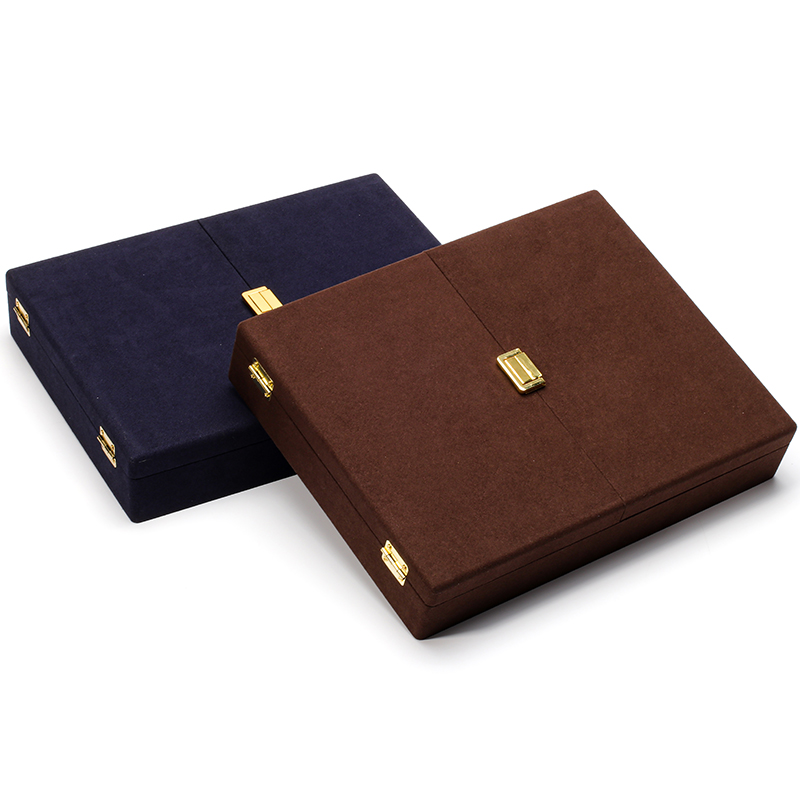 Custom Luxury Brown Microfiber Leather Jewelry Set Box