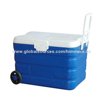 Hot selling blue HDPE + PS cooler box with wheel, 40-120L wholesale