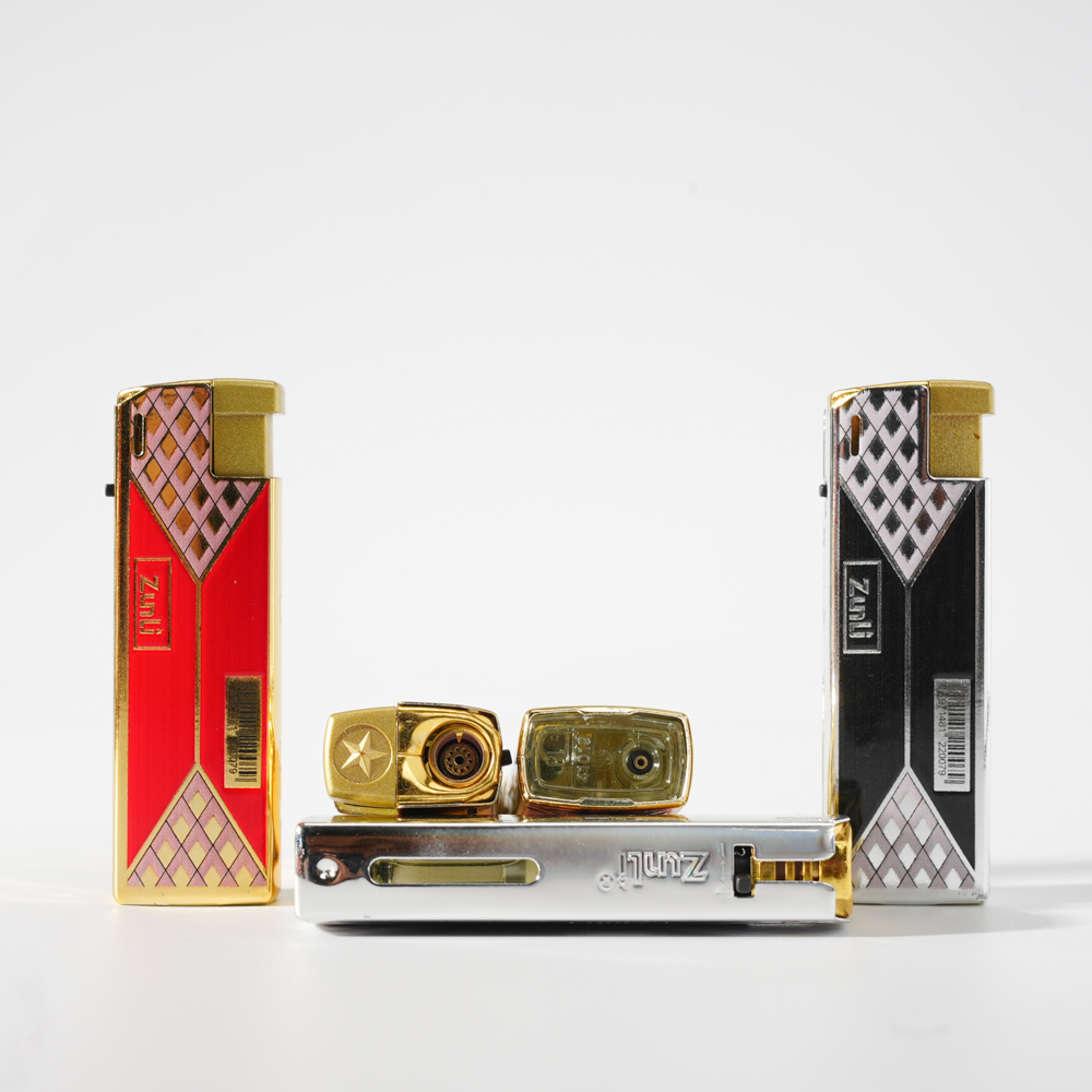 Golden and Silver Jet Flame Metal Cover Lighter