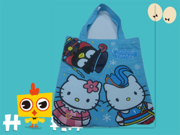 2014 Hot Sale Lovely Hello Kitty Handle Customized Polyester Shopping Bag/handbag