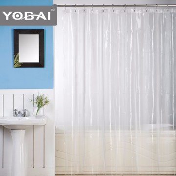 Transparent PVEA Clear White Shower Curtain with 12 Pcs Eyelet Grommets