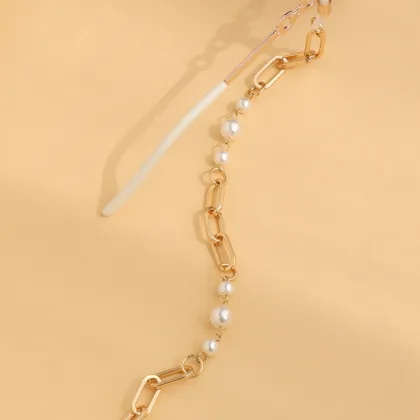 Exquisite Pearl Metal Chain Fashion Decoration Sunglasses for Myopia