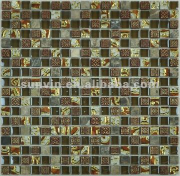 resin mosaic tile for shop decoration, resin stone glass mixed mosaic tile