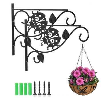 Rust-Resistant Metal Plant Hangers - 2PCS Wall Mount Hanging Plant Brackets