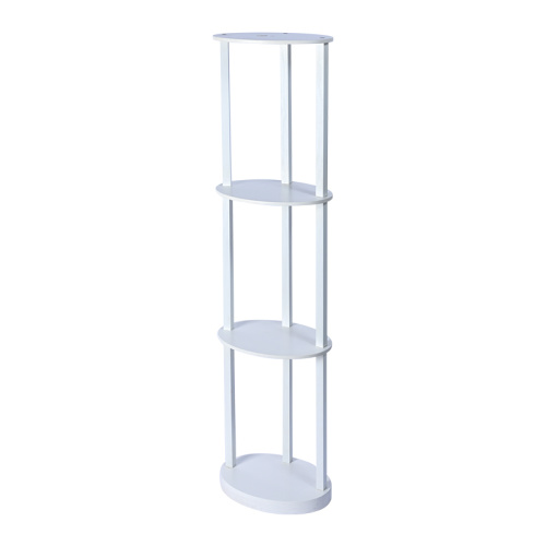 Elegant White Oval Light Shelf with Wooden Base