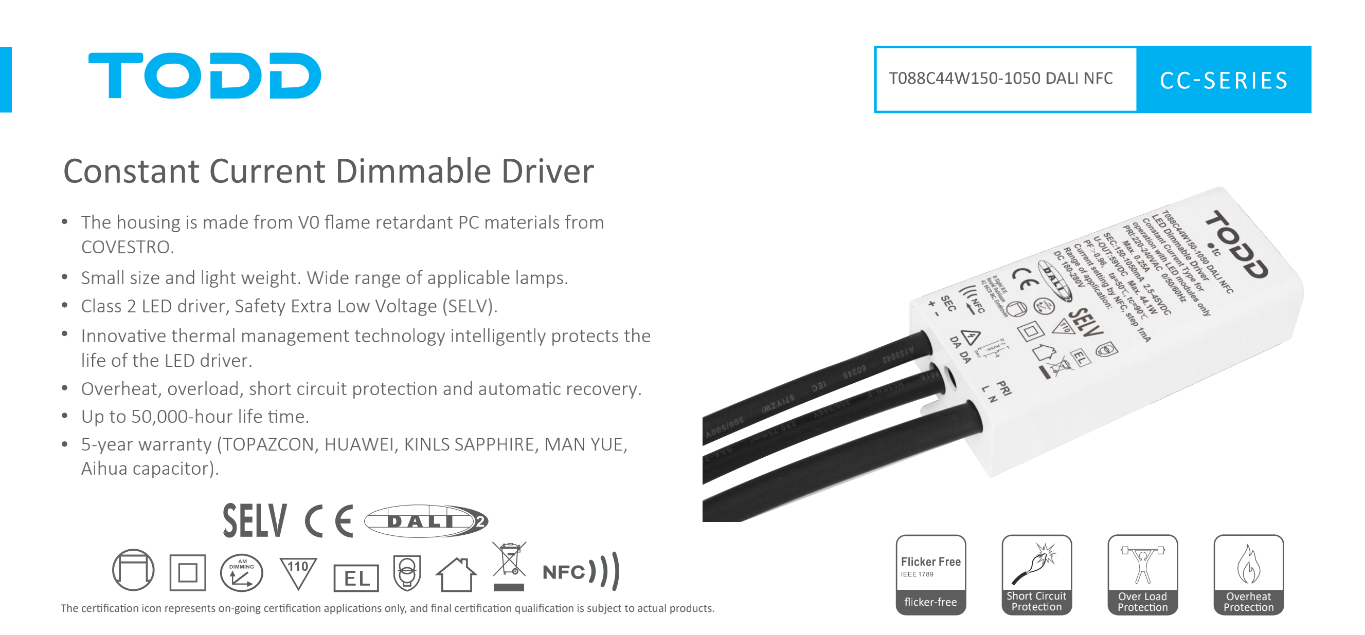 led driver T088C44W150-1050 DALI NFC