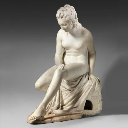 Cheap and fine carving marble stone naked lady sculpture