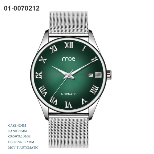 OEM logo mesh men automatic minimalist watch