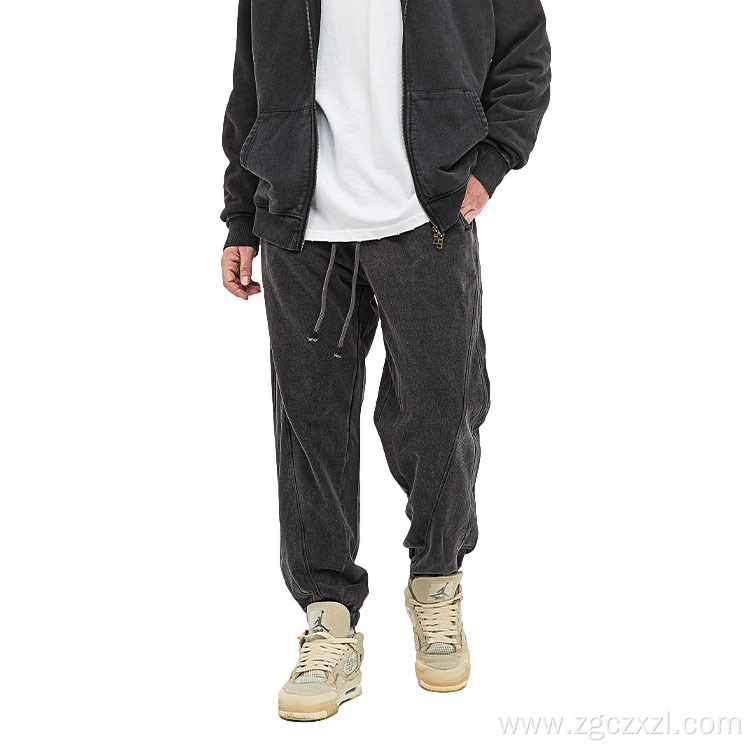 Autumn and winter new splicing washed sports pants