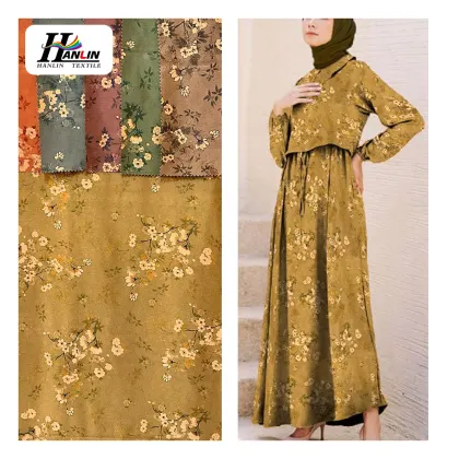 Wholesale Brown Digital Printed Armani Silk Stretch Satin Fabric for Dress