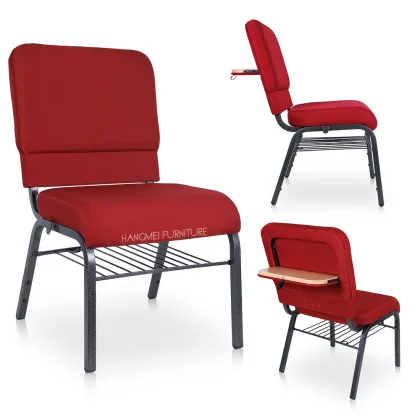 Used Foldable Desk and Padded Stackable South Korean Church Chair