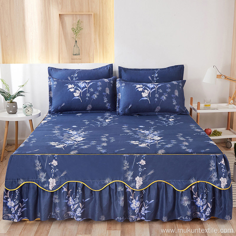 Cheap 100% polyester microfiber printed bedskirt sets