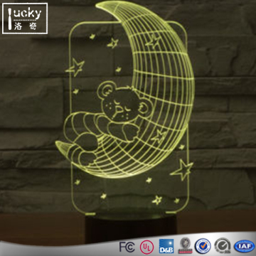Fashion Colorful LED Desk Night Light,Moon Bear 3D Acrylic Table Lamp