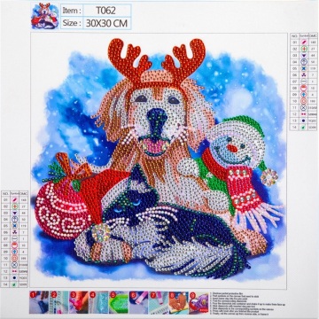 Χριστουγεννιάτικα κουτάβι διαμαντένια ζωγραφική DIY Cross Stitch