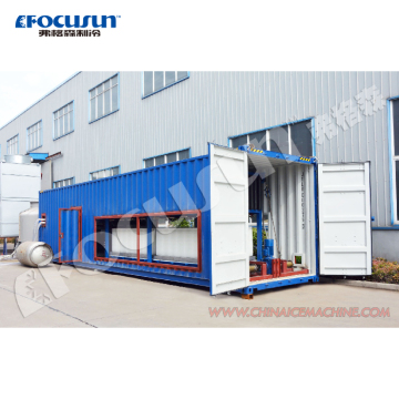 Containerized ijsblokmachine met 10 ton/dag direct koelsysteem