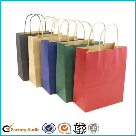 White Kraft Paper Bags Shopping Handle Brown