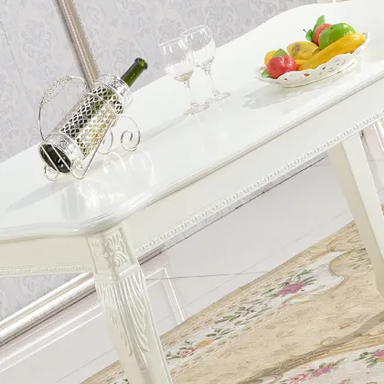 European style high quality dining table long white dining table