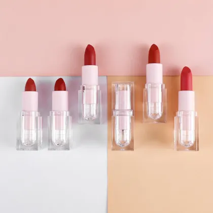 Custom Private Label Vegan Lipstick: Personalized Brown Creamy Lip Makeup in Clear Tube