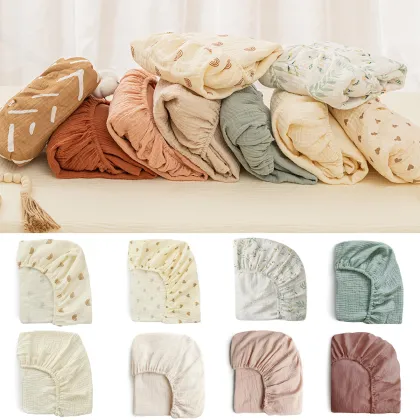 Customized Muslin Fitted Crib Sheets 100% Cotton for Standard Crib Mattress
