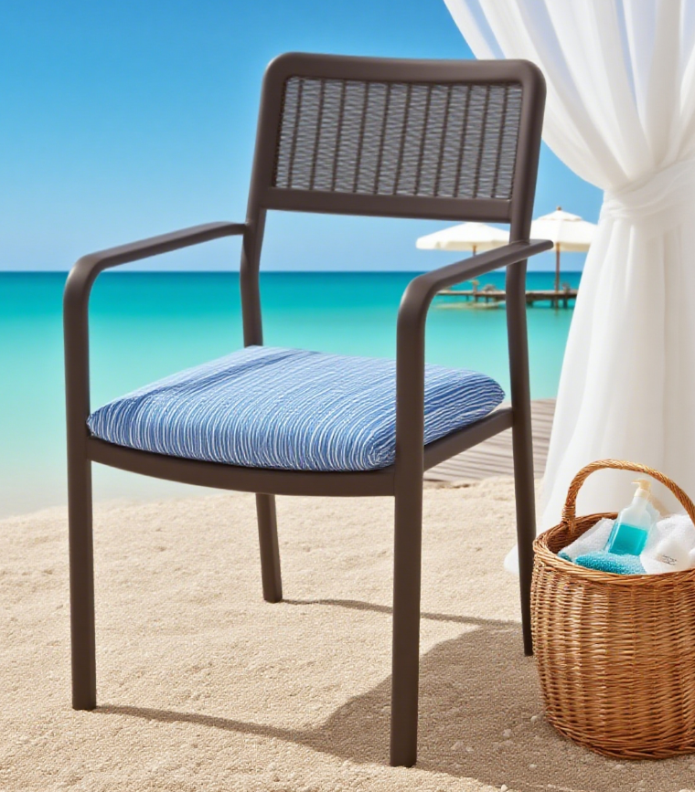 Woven-back outdoor chair