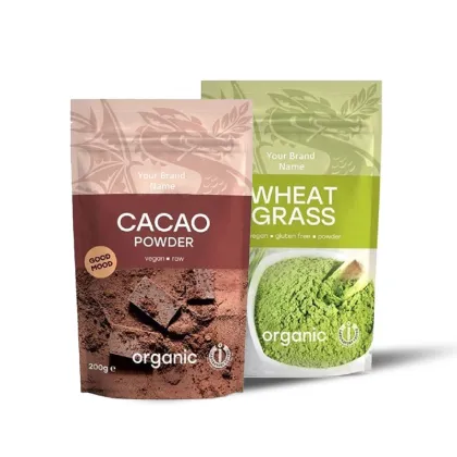 Raw Organic Granola Cereal Bag with zipper and tear notch