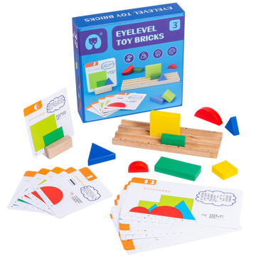 3D Logic Thinking Toy: Tangram Puzzle, Wooden Building Blocks for Space Head-Up Imagery and Shape Recognition
