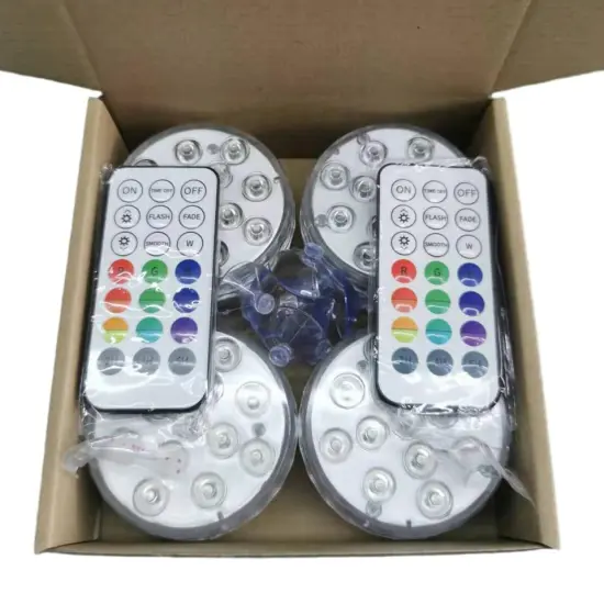 4Pack Waterproof 13 LED Aquarium Pool Swim Underwater Light with Remote Control