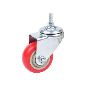 Zinc-Plated Light Duty PU Threaded Stem Swivel Caster for Trolley and Hospital Bed