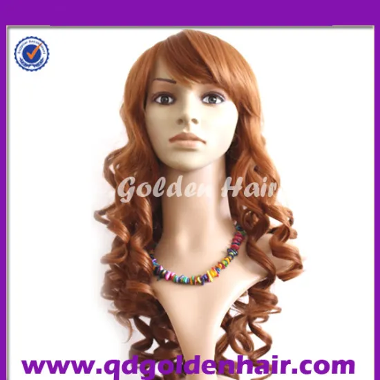 Golden Hair Fashion High Quality Heat Resistant Synthetic Fiber Curly Cosplay Wig