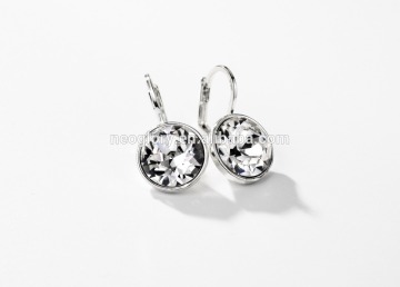Neoglory Jewelry SENSITIVE Fine Silver Color Plate and Clear Stone Leverback Drop Earring Made With Swarovski Elements