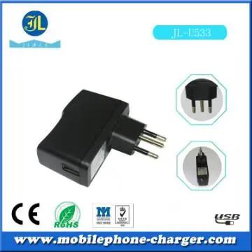5V 1A brazilian 3 pin plug USB travel charger