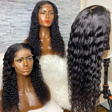Raw Brazilian Virgin Deep Curly Wave Natural Human Hair Transparent Lace Frontal Wig Hd Full Lace Front Wig For Women Vendor