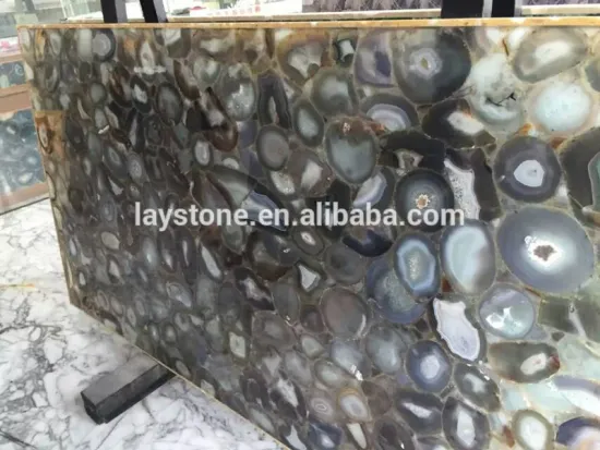 Natural gemstone blue agate slab