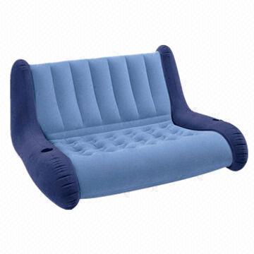 Double size inflatable flocked air sofa chair