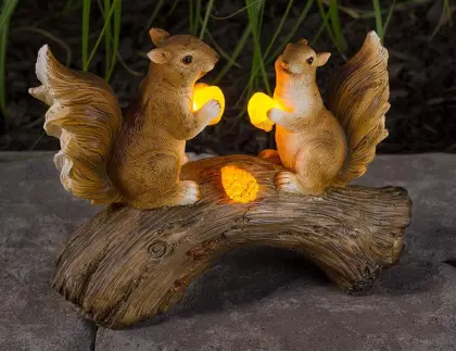 Squirrels on a Log Garden Decoration