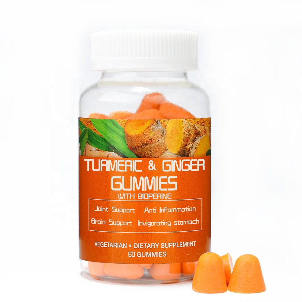 OEM/ODM Vegan Natural Ginger Gummies Joint Support Vitamin Supplement Brain Support Turmeric Ginger Gummies