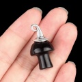 Black Obsidian Mushroom Wizard Cap Pendant for Making Jewlery 15X20mm Stone Halloween Charms