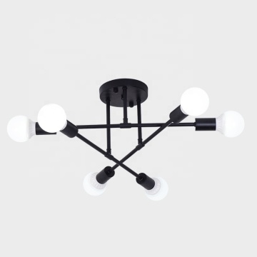 Lampada del lampadario Nordic Simple 6 Bulb Matt Black Affermazione