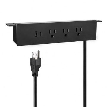 Under Desk Power Strip with 3 AC Outlets and 2 USB Ports for Home Office