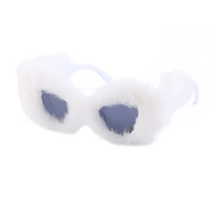 Handmade Oversized Cateye Fur Velvet UV400 Women's Sunglasses