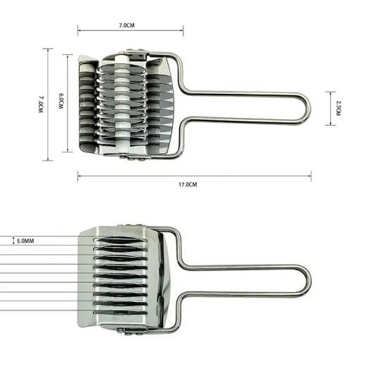 Noodle Cutter Stainless Steel Noodle Lattice Roller Dough Cutter Pasta Spaghetti Maker Handheld Dough Cutter