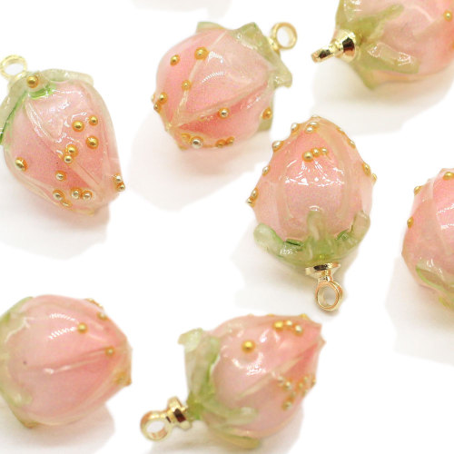 Wholesale Beautiful Pink Flower Resin Charms 3D Diy Craft Classic Lantern Shaped Home Party Jewelry Ornament Shop
