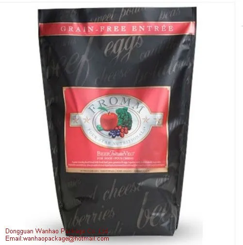Resealable stand up pouch for dog/cat food packaging