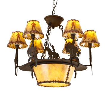 Rustic 9 Light Chandelier with Horse Pattern
