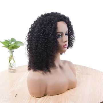 Wholesale Jerry Curly No Lace Human Hair Wig, Natural Black Long Curly Brazilian Hair Lace Wig For Women