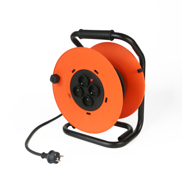 16A 250V 4 Way French Cable Reel with Square Stand - 50m